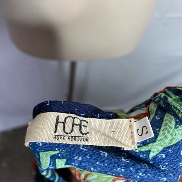 Hope Horizon Womens Tropical Blouse Size S Floral Long Sleeve Ruffle - Picture 5 of 7